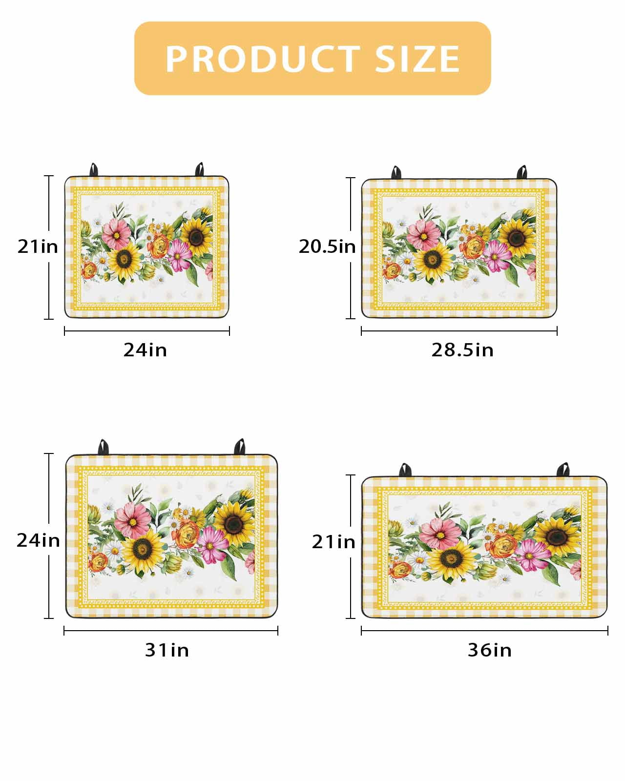 Large Induction Cooktop Protector Mat Sunflower Stove Top Covers for Electric Stove, Pink Yellow Floral Elegant Pastoral Checkered Decorative Stove Burner Cover Mats, Glass Top Stove Cover