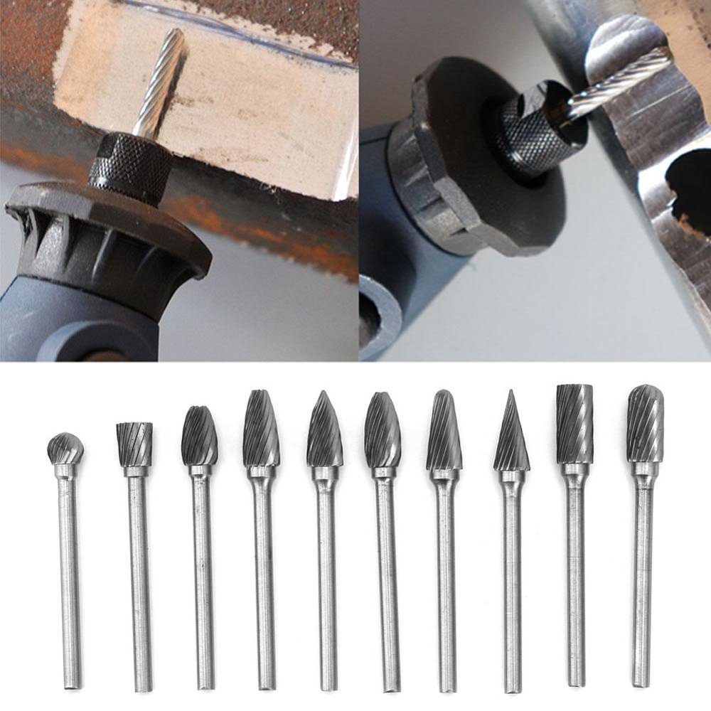 Ccdes 10Pcs Double Cut Tungsten Steel Carbide Burr Die Grinder Bit Tool