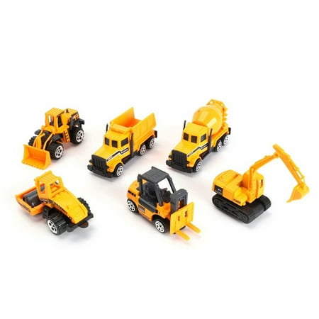 - Construction Toys Sets, 6 Pieces Mini Vehicles, Including Truck Forklift Bulldozer Road Roller Excavator Dump Truck Tractor,Free-Wheeling Cars with 8 Accessories for Children