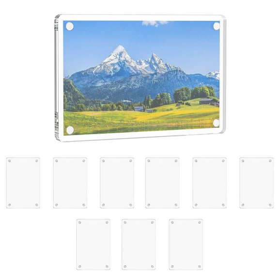 10 Acrylic Polaroid Refrigerator Magnet Picture Frames Pack Clear Mini Frames for Instant Photos, 2.36 x 3.54 Inch Magnetic Instax Frame for Refrigerator Display