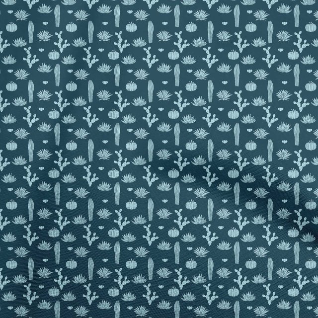 oneOone Cotton Poplin Teal Blue Fabric Cactus Sewing Craft Projects Fabric Prints By Yard 56 Inch Wide