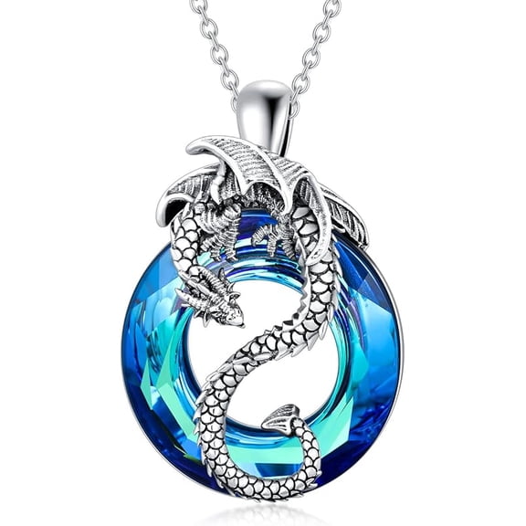 Dragon Necklace Sterling Silver Wyvern Necklace with Crystal Jewelry Gift for Women