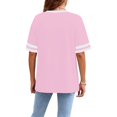 thumbnail image 4 of GIPQJK T Shirts for Women Striped Short Sleeve Crewneck Loose Tunic Tops Casual Fashion Basic Color Block Clothes,Pink L, 4 of 5
