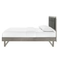 thumbnail image 6 of Platform Bed Frame, Queen Size, Fabric, Wood, Grey Gray, Modern Contemporary Urban Design, Bedroom Master Guest Suite, 6 of 10