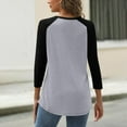 thumbnail image 4 of 3/4 Length Sleeve Womens Tops, Yigetop Women's Tops Summer Printed Women's Top 3/4 Sleeves Buttons Blouse Short Sleeve T Shirt V Neck T Shirt Tops for Women Trendy Grey XL, 4 of 5