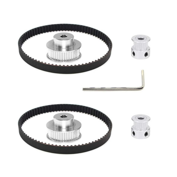 Befenybay 2Kit 2GT rueda síncrona 20 y 40 dientes polea de sincronización de aluminio de 5 mm de diámetro con 2 piezas de longitud 200 mm ancho 6 mm correa (20-40T-5B-6)