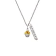 thumbnail image 2 of Delight Jewelry Silvertone Hot Yellow & Orange Plumeria Flowers Spinner Silvertone Forever Bar Charm Necklace, 23", 2 of 4