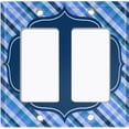 thumbnail image 6 of Metal Light Switch Plate Outlet Cover Vintage Blue Plaid Frame Wallpaper WAL034, 6 of 13