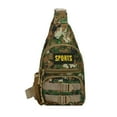 thumbnail image 1 of yeacher Sac de Poitrine Camouflage pour l'Extérieur avec Multiples Poches, Vert Armée, Conception en Nylon Léger pour la Randonnée et le Voyage, 1 of 6