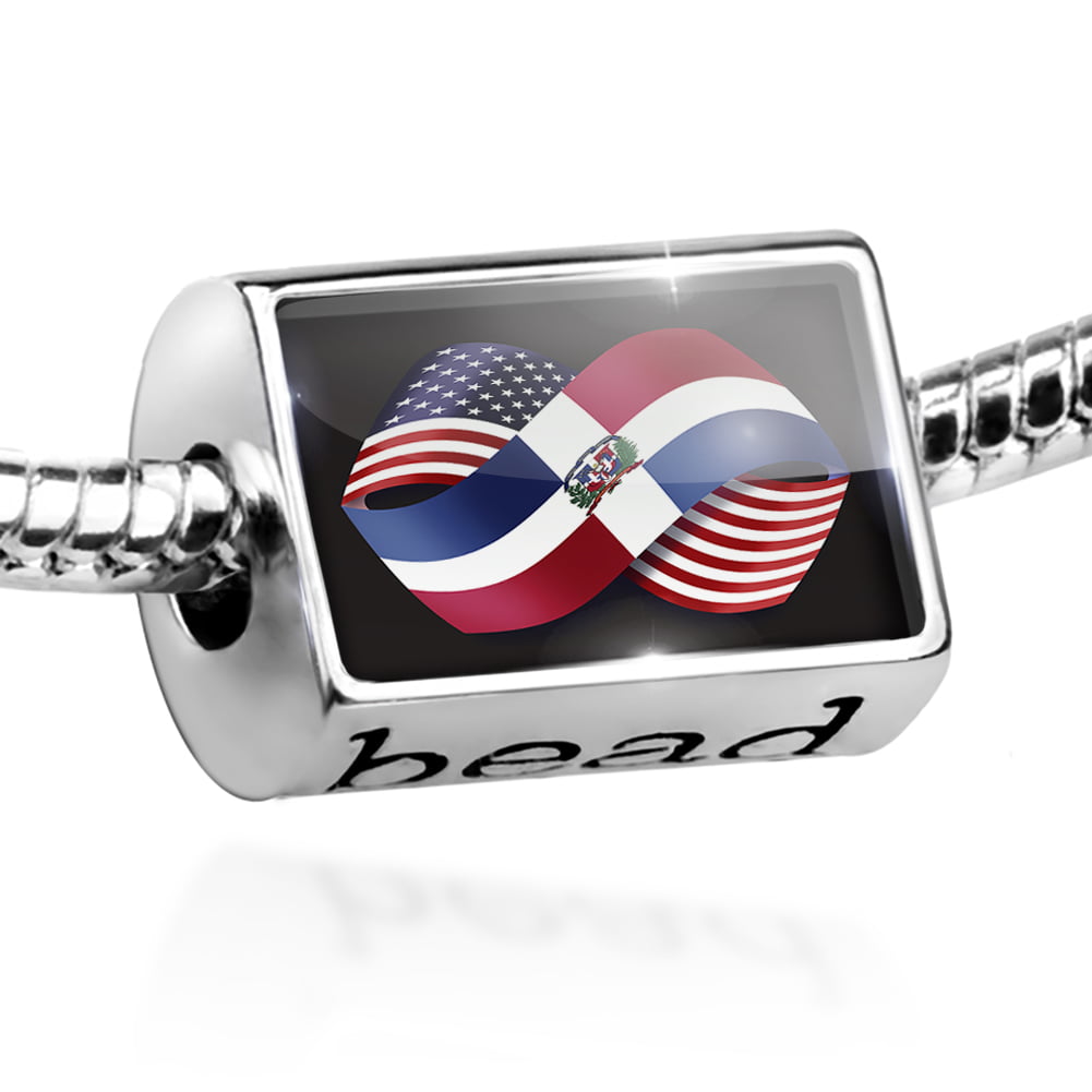 Heart Shape American Patriotic USA Flag Words Military Mom Charm Bead For Women Wife .925 Sterling Silver Fits European Charm Bracelet 