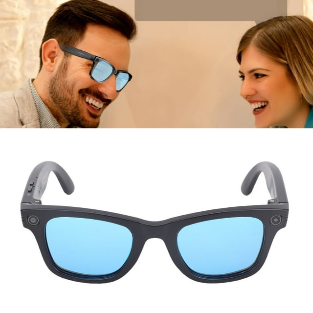 Lunettes Intelligentes avec Caméra et, Lunettes Étanches 32 Go pour Hommes Femmes, Lunettes Vidéo avec Commande Tactile, Traduction, Musique, Appels, Assistance Vocale