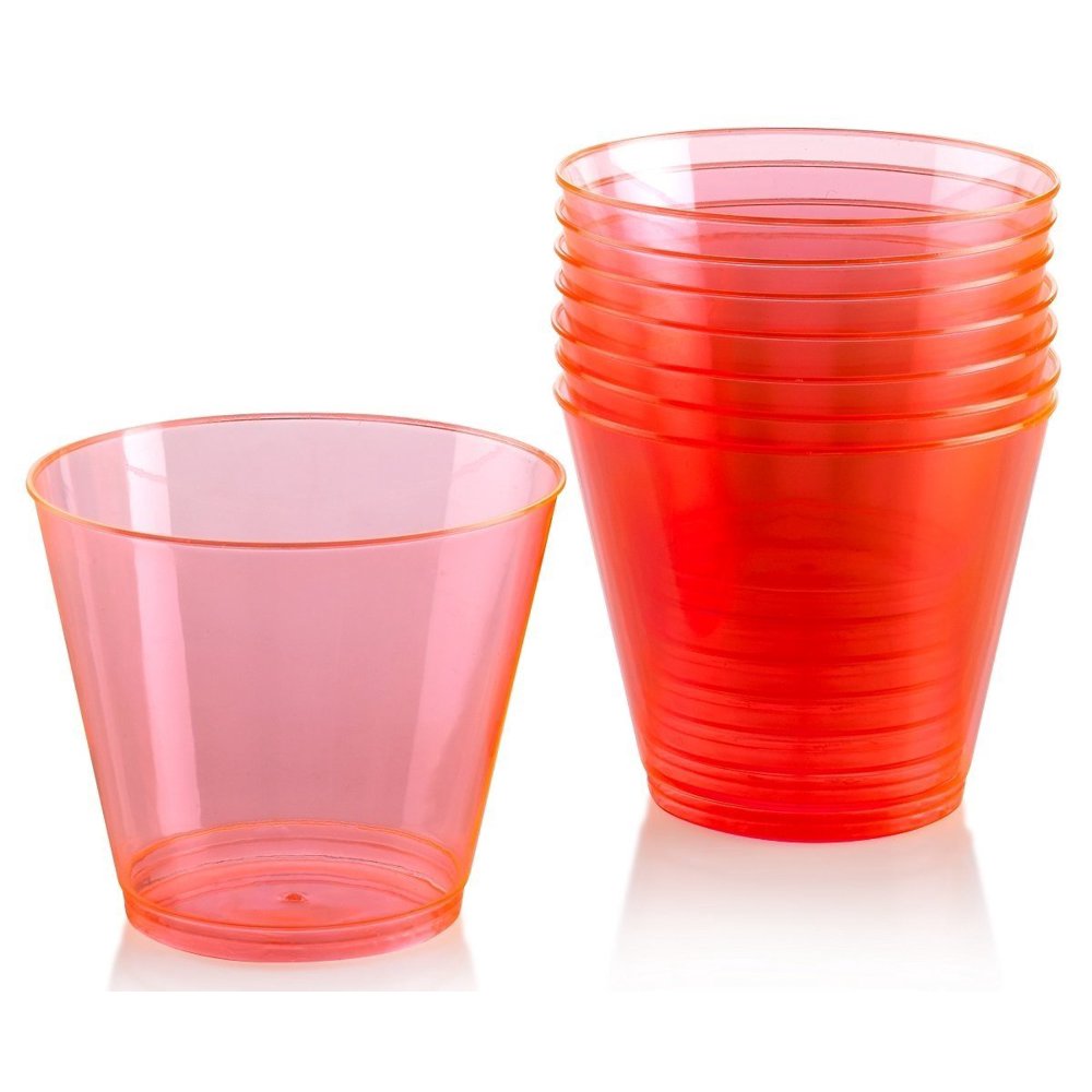 Plastic Cup Tumblers 9 Oz Unbreakable Reusable Orange Color Cups Pack