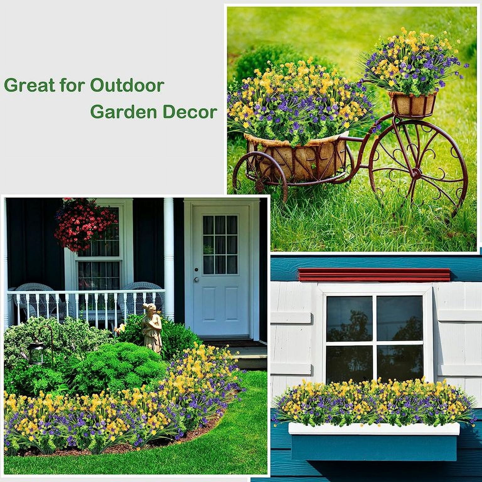 MAMOWEAR Artificial Flowers Outdoor UV Resistant Fake Flowers, Faux Plastic Flowers for Decoration Home Kitchen Garden Wedding Party Décor