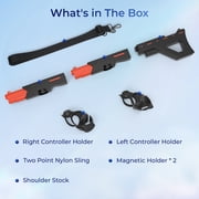 3-in-1 Magnetic Gunstock for Meta Quest 3S/Quest 3, Magnetic VR Accessories for Oculus Quest 3, Controller Grips with Shoulder Straps for Enhance Control Feel, Realistic FPS Gaming Experience, Black