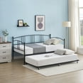 thumbnail image 2 of ChaoLink Twin Metal Daybed with Trundle, Pullout Trundle Bed Frame with Arched Headboard, Guest Sofa Bed with Steel Slat Support, No Box Spring Required, Easy Assemblyblack, 2 of 8