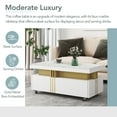 thumbnail image 4 of Dovelina Contemporary Coffee Table with Faux Marble Top, Rectangle Cocktail Table with Caster Wheels, Luxury Center Table with Gold Metal Bars for Living Room, White, 4 of 9