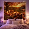 thumbnail image 2 of Rustic Autumn Dinner Scene with Lanterns and Pumpkins in a Barn, Cozy Farmhouse for Nature Lovers, Harvest Wall Decor, Housewarming Gift, Tapestry Wall Hanging for Bedroom and Living Room, 2 of 7
