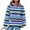 Blue, variant on CFLVAEK Waffle Knit Hoodies for Women Fashion Striped Graphic Hoodie Loose Long Sleeve Hooded Pullovers Drawstring Fall Sweatshirts with Pockets Red S