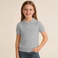 thumbnail image 6 of FRSASU Girls Short Sleeve Polo Collar Knit Top Casual Summer T-Shirt Comfortable Pullover Blouse Gray, 6 of 7