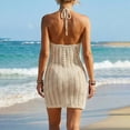 thumbnail image 3 of Lopeceal Swimsuit Cover Up For Women Sexy Deep-V 3D Crochet Floral Open Back Halter Bikini Cover Up Dress Beach Vacation, 3 of 3