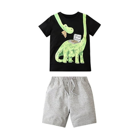 

Boy s Summer Dinosaur Print T Shirt Short Sleeve Shorts Two Piece Casual Outing For 2 To 7 Years Baby Clothes