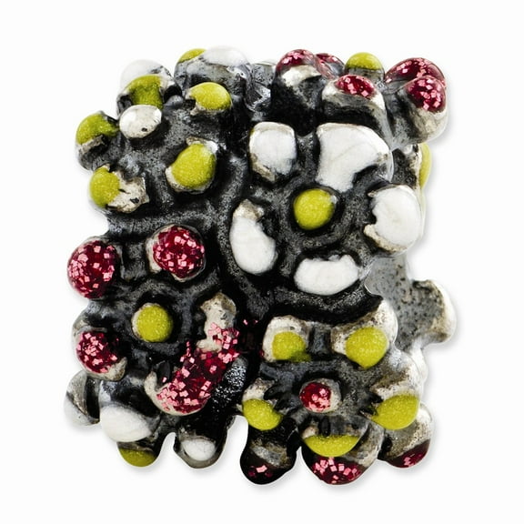 Fancy Bead White Sterling Silver Themed Multi-Colored 10.00 mm 7.27