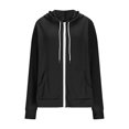 thumbnail image 6 of Ecqkame Women's Waffle Hoodies Lightweight Zip Up Long Sleeve Hooded Casual Jacket Solid Color Comfortable Sweatshirts Black XXL, 6 of 9