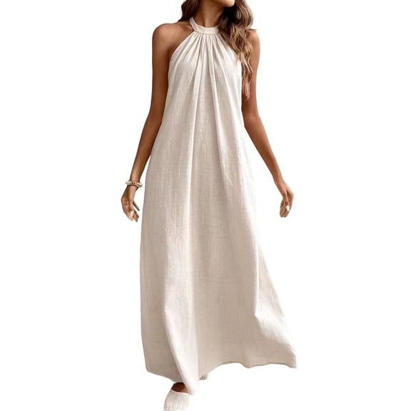 HAJWOH Womens Graduation Dress for College Elegant White Grad Dresses Fashion Petite Dresses Casual Summer Dresses Party Dresses Going Out Dresses Beige L