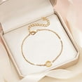 thumbnail image 2 of Bracelets 1 Gold Plated Stainless Steel Initial Charm Disc Name Bracelet for Women Girls Elegant Delicate Jewelry,19 cm,Gold G, 2 of 9
