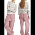 thumbnail image 3 of Sudadera de Rayas con Cuello Redondo para Mujer, Larga, Bloque de Color, Informal, Holgada, Deportiva Rosa L, 3 of 8