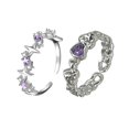 thumbnail image 1 of Set of 2 Purple  Adjustable Open Rings Engagement Rings Y2K Adjustable Rings Alloy Material Aesthetic Jewelry FGS, 1 of 7