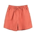 thumbnail image 2 of hcuribad Shorts for Women,Linen Pants Women Women's Spring Summer Solid Cotton Li Nen Shorts With Split Pocket Casual Pants Workout Shorts,Cargo Pants Women,Pants for Women Red Pants S, 2 of 5