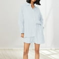 thumbnail image 5 of WAYUTE Womens Sets 2 Piece Outfits Casual Striped Cardigan Shorts Set Summer Beachwear Comfortable Outfit for Travel Vacation, 5 of 7