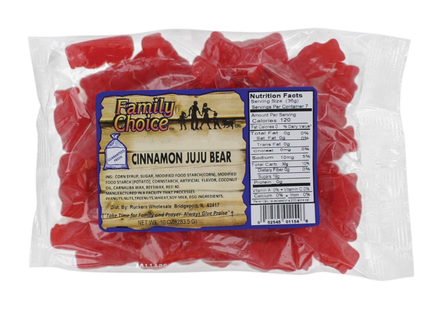 Family Choice Ju Ju Bear Cinnamon Gummi Candy 9 oz. Case Of 12