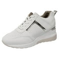 thumbnail image 2 of Willtoo Fashion Wedge Sneaker for Women Ladies High Heeld Wedge Sneakers Hidden Lace Up Platform Sneakers Daily Wear Shoes White, 2 of 5