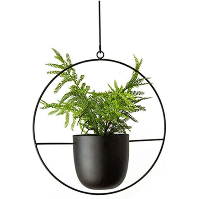 Hanging Flower Pot Holder,Balcony Hanging Railing Planters Basket Metal Plant Pot Holder(Style 1)