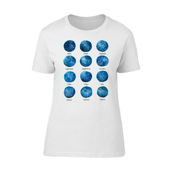 All Zodiac Signs Constellations T-Shirt Women -Image by Shutterstock, Female Medium