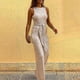 thumbnail image 3 of Mono de punto plateado con lentejuelas y personalidad sin mangas con cuello Ro europeo y americano ropa de mujer, 3 of 4