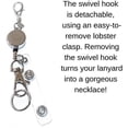 thumbnail image 3 of Shiyou Bobine de Badge Rétractable, Lanière Ronde à Bouton-Pression Interchangeable pour Femmes, Forte, Porte-Cartes d'Identité, Clés Enseignant Infirmière Croisière Porte-Clés, Lanière en Acier Inoxydable, 34 Pouces, 3 of 4