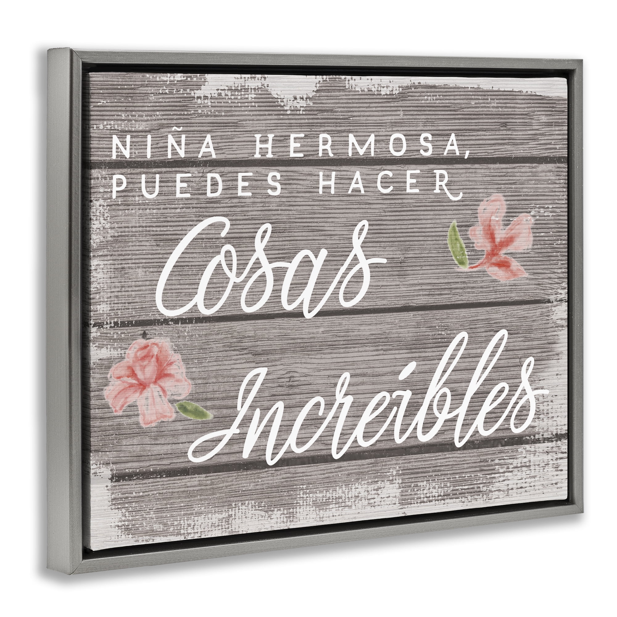 Stupell Industries Niña Hacer Cosas Increíbles Inspirational Quotes & Sayings Painting Gray Floater Framed Art Print Wall Art, 31 x 25