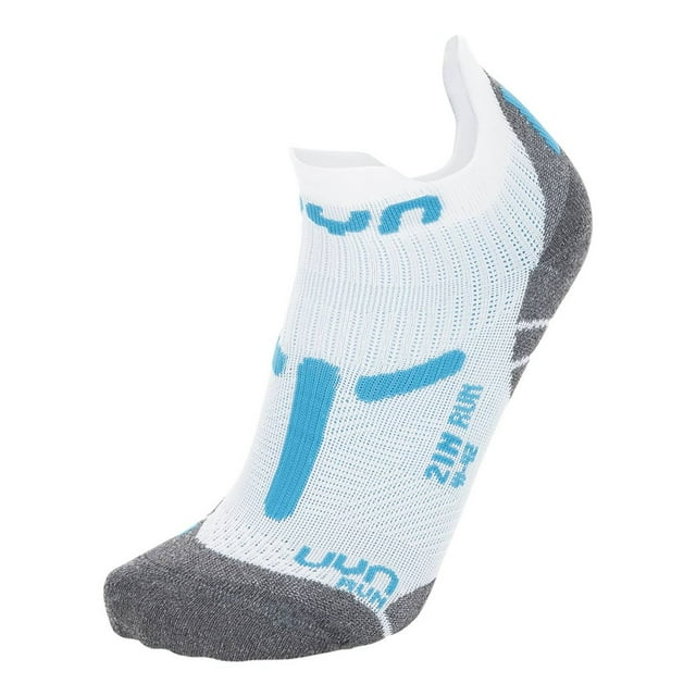UYN Calcetines de Mujer para Correr - 2IN Socks, Calcetines, Poliamida, Logo, cortos Blanco/Gris/Turquesa 39-40