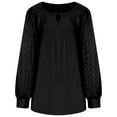 thumbnail image 4 of Fnooota Women's Tops 2025, Long Sleeve Lace Crew Neck Casual Pullover Shirts Black Size L, 4 of 6