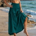 thumbnail image 2 of Edvintorg Summer Skirts for Women Fashion Solid Color High Waisted Casual Maxi Skirt with Pockets Beach Long Skirts for Women, 2 of 7