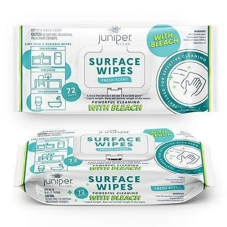 Juniper CLEAN 12 Pack Surface Cleaning Wipes with Bleach, All-Purpose  Cleaner for Bathroom, Kitchen, Office, 420 Count Canister, Fresh Scent,  Lint