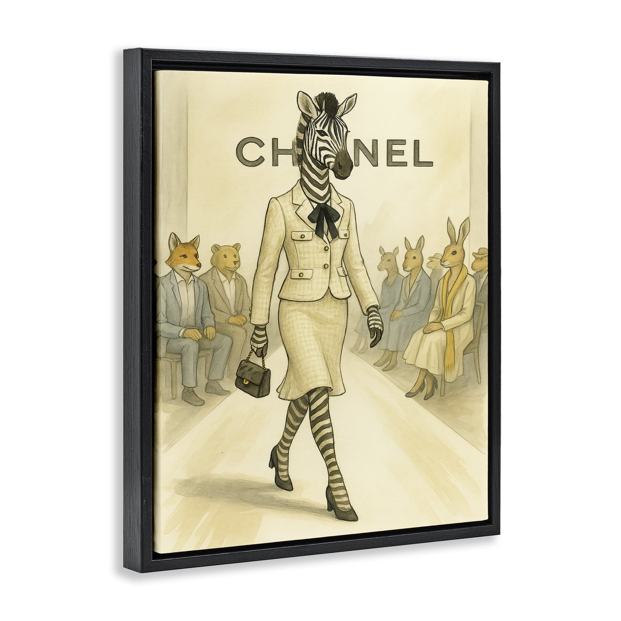 Stupell Industries Fashion Runway Zebra Black Framed Floater Canvas Wall Art, design by Grotto Studios