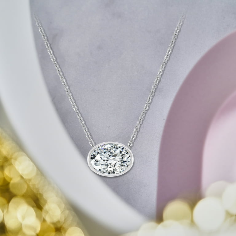 JeenMata Fashionable 1 ct Sideways Oval Cut Moissanite Bezel