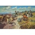 thumbnail image 2 of Russell, Charles Marion 24x17 White Modern Wood Framed Museum Art Print Titled - Tight Dally and a Loose Latigo, 2 of 4