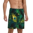 thumbnail image 2 of Pofeuu Peacock Feathers2 Print Men's Soft Woven Elastic Waistband Sleep Pajama Short-Medium, 2 of 6