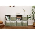 thumbnail image 6 of Cube Storage Bins, Collapsible Fabric Storage Cubes Bins, 11 Inch Cube Storage Bins with Handles, Foldable Storage Cubes (White/Green, 6Pack), 6 of 12