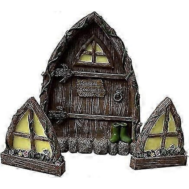 Miniature Fairy Gnome Home Window and Door for Tree Decoration Garden Art Miniature Crafts Elf Yard - Garden Decor